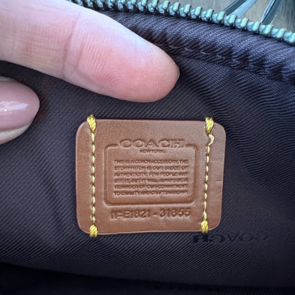 EUC Coach Black Leather Crossbody with Light Blue Floral Print - Picture 5 of 12